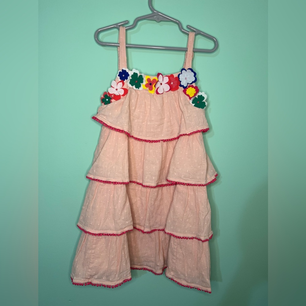 Mini Boden Tiered Floral Appliqué Dress